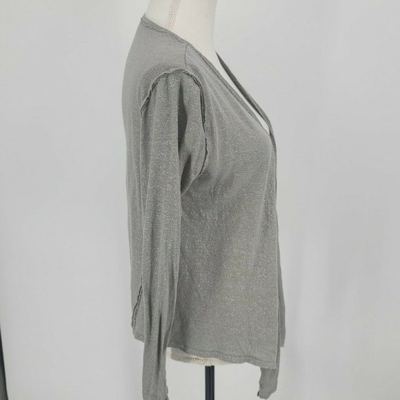 Hero & Leander Linen Open Front Cardigan Gray XL - Picture 5 of 7